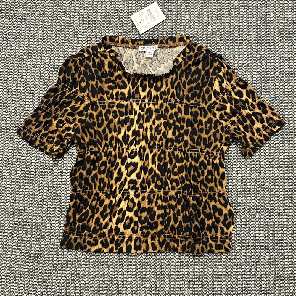 🆕 J. Crew Leopard Print Short Sleeve Smocked Tee